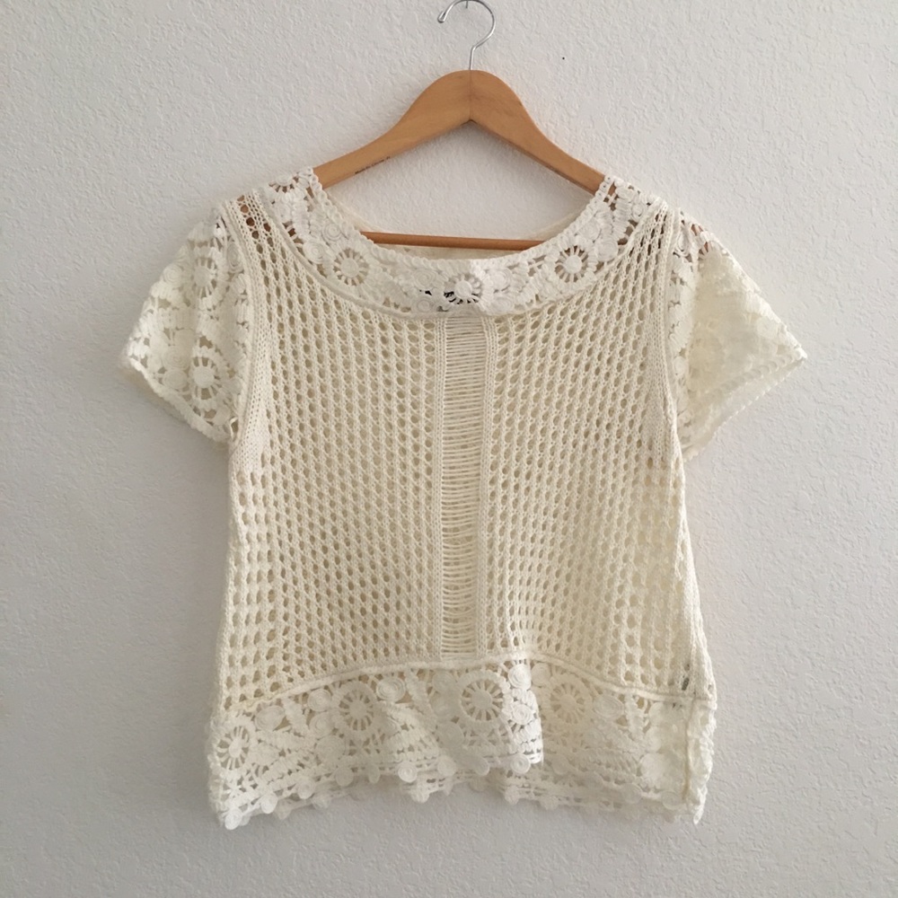 H&M WOVEN Crochet blouse Sz. M